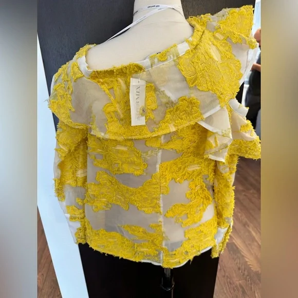 Self-Portrait Yellow Lace Ruffle Top - Picture 4 of 5